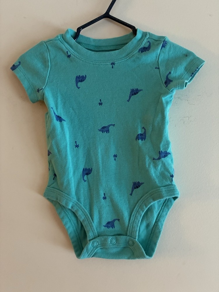 Carter's Baby Boys Cute Dinosaur 100% Cotton Short Sleeve Bodysuit Dark Aqua 6M