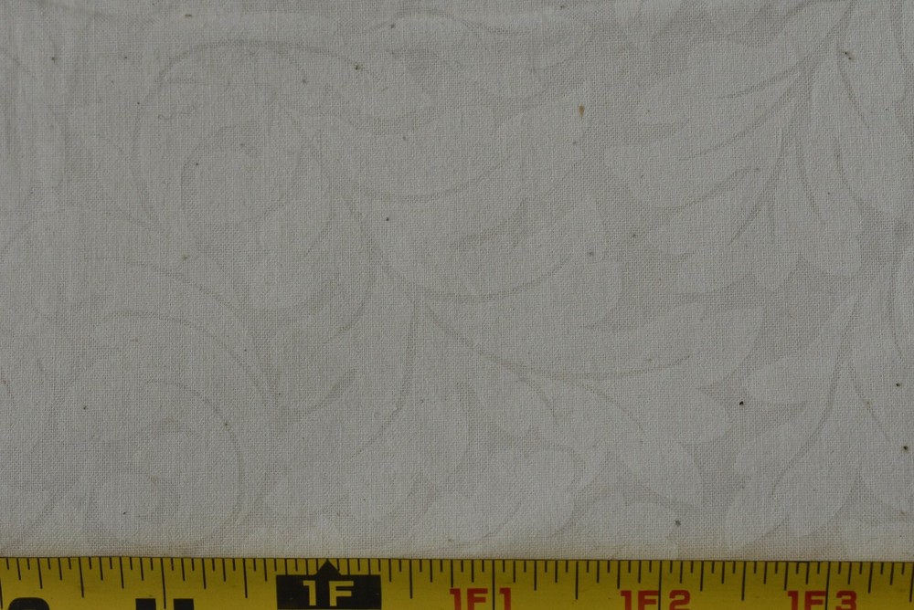 Cream Leaves on Cream Cotton Muslin, 1/2 Yard, 44 Wide, Lightweight Fabric M4689