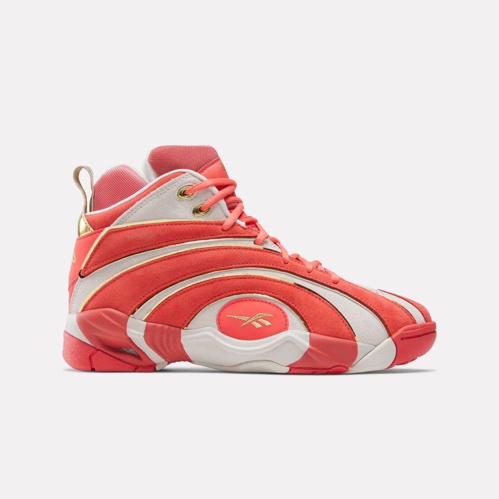 Men's Reebok Angel Reese Shaqnosis Basketball Shoes in Coral Orange & White - Style 100228937