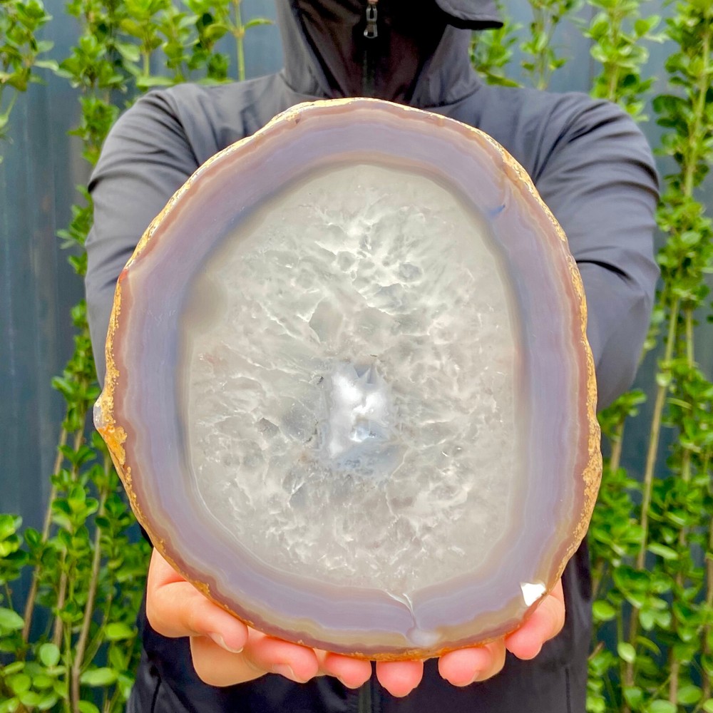 1.4LB Natural Agate Geode Slab Quartz Crystal Mineral Specimen for Reiki Healing
