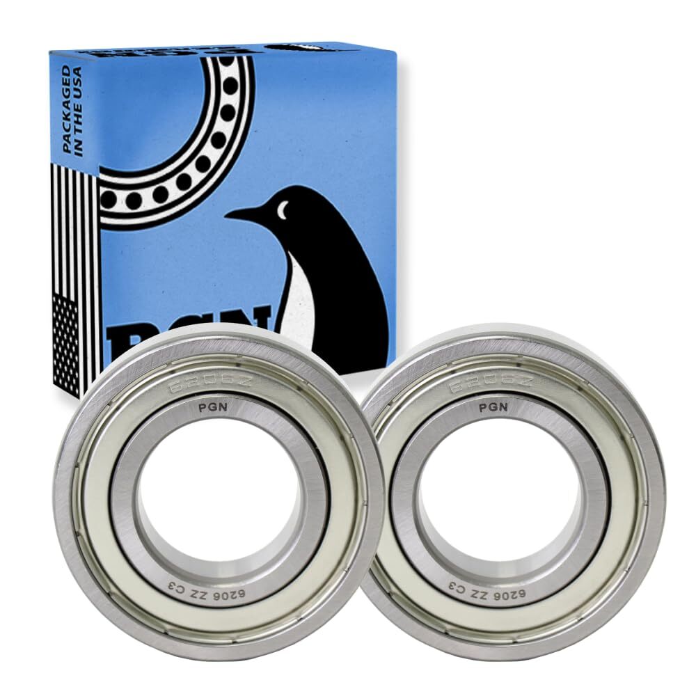 Rodamiento PGN (paquete de 2) 6206-ZZ - Rodamiento de bolas sellado de acero cromado lubricado -...