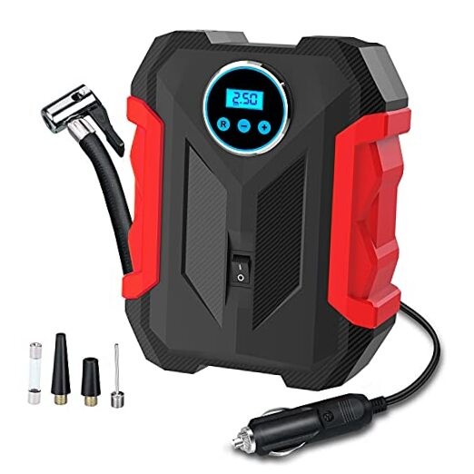 Digital Air Compressor for Car Auto Pump Portable Tire Inflator with LED Red