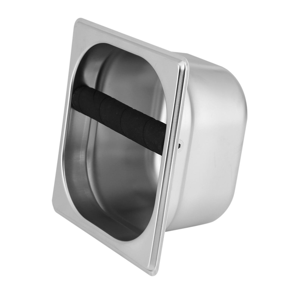 Stainless Steel Espresso Knock Box with Rubber Bar for Easy Coffee Grounds Disposal