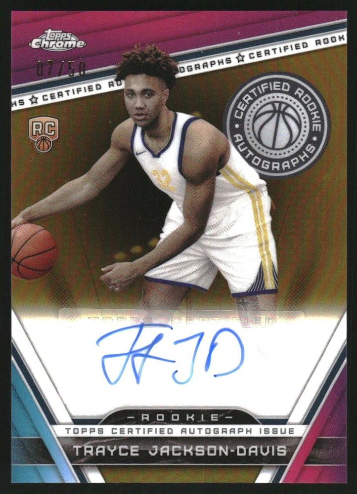 2023-24 Topps Chrome - Certified Rookie Autographs Gold Refractor #CRA-TJD Trayce Jackson-Davis /50 (AU, RC)
