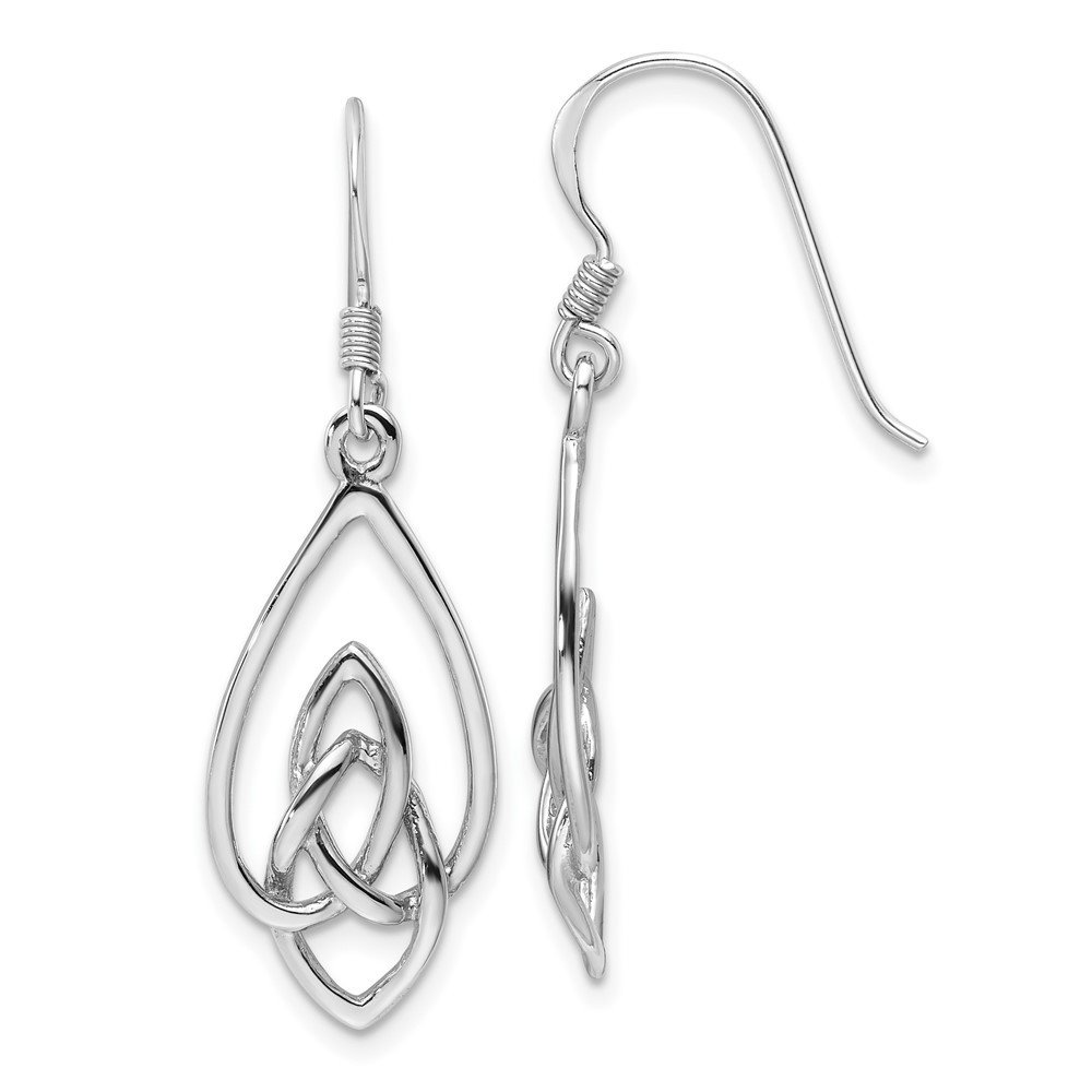 Sterling Silver Polished Celtic Knot Design Drop & Dangle Earrings 2.08gm