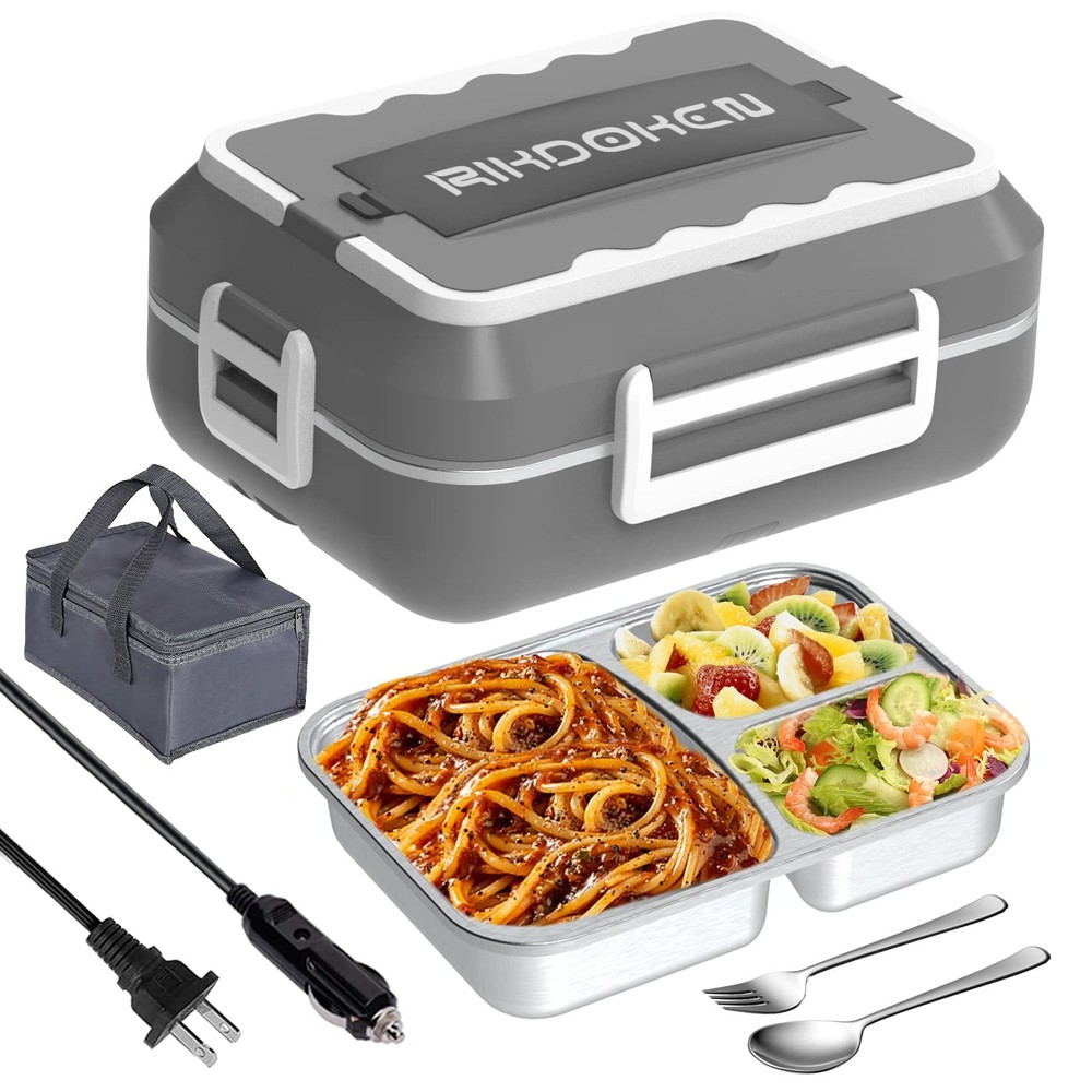 60W Fast Electric Lunch Box Heater with 1.5L Stainless Steel Container, Portable
