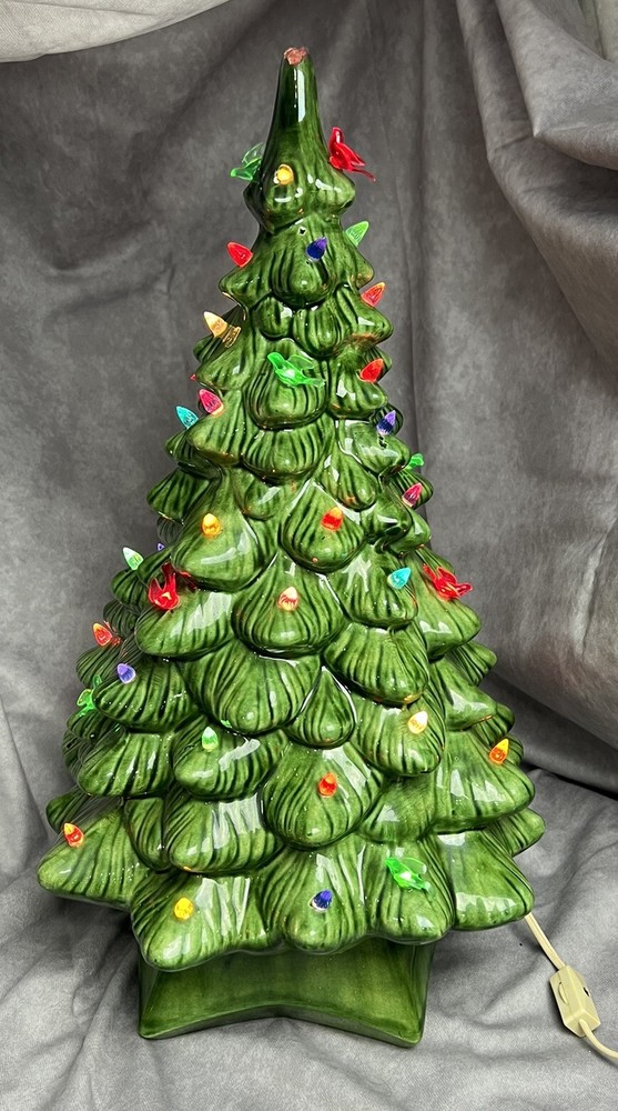 Vtg 1974 H M  Holland Mold Very Large 20” Ceramic Christmas Tree W/ Base