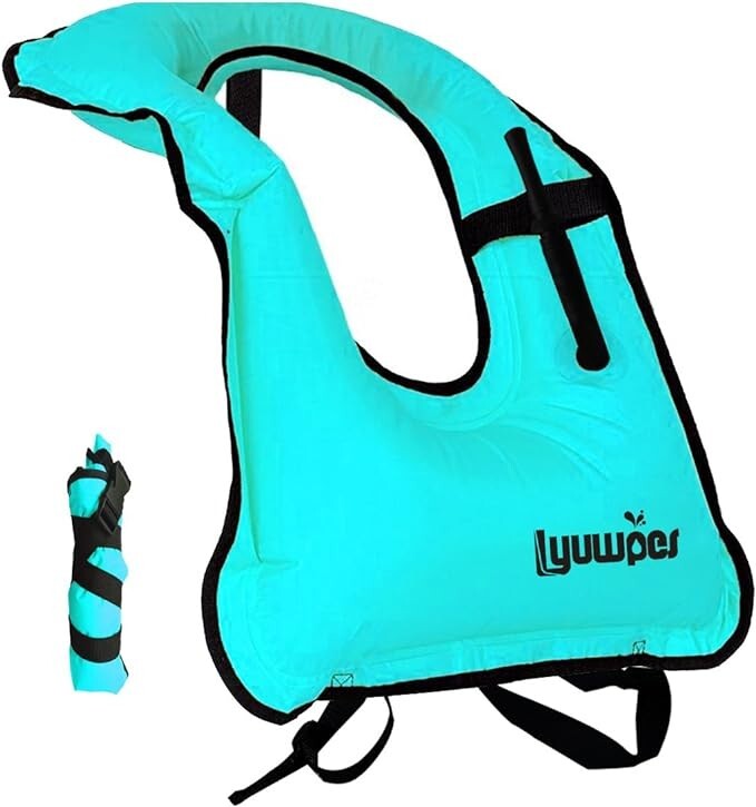 Lyumpes Inflatable Adult Snorkel Free Dive Vest Load up to 220 lbs Blue