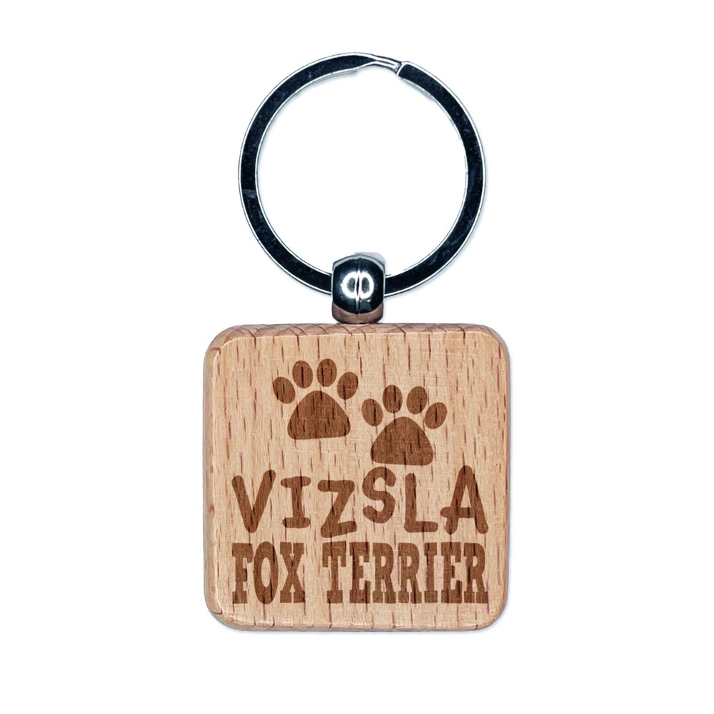 Vizsla Dog Paw Print Engraved Wooden Keychain Charm Gift  