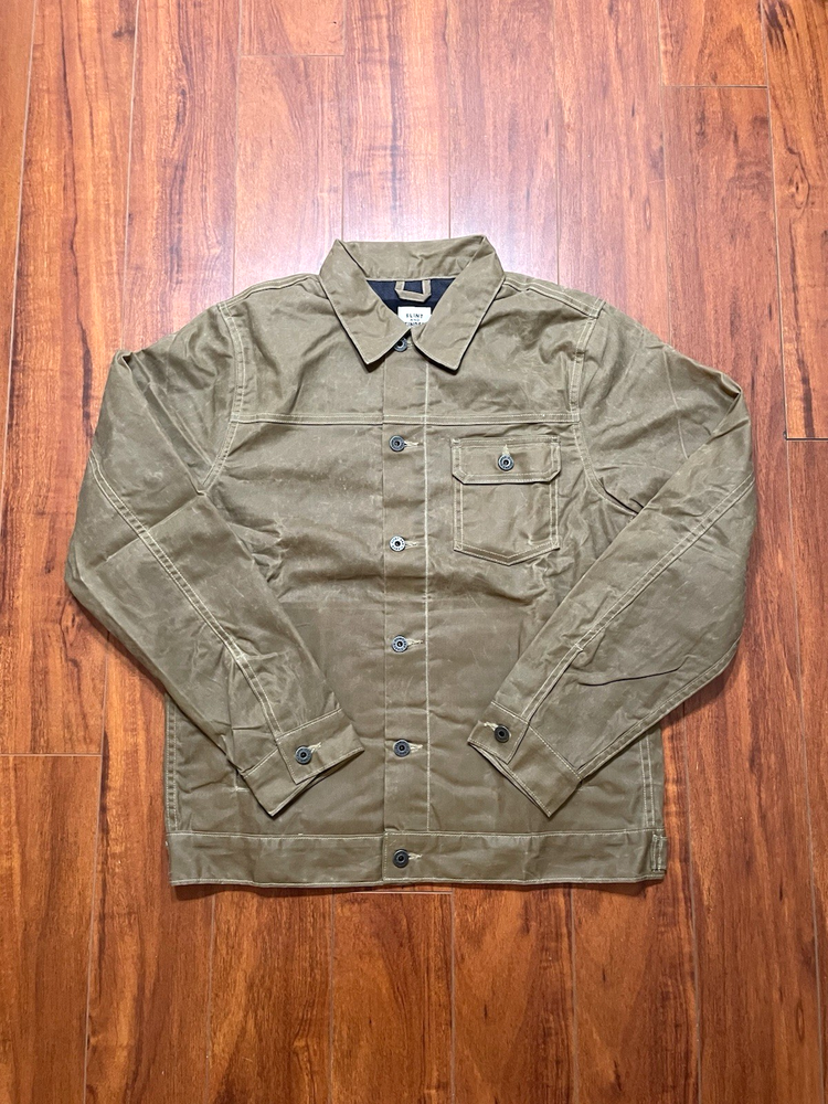Flint & Tinder Waxed Flannel-Lined Trucker Jacket Mens Medium Field Tan  