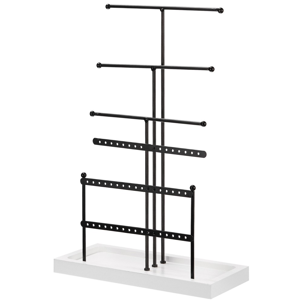 6-Tier Metal Jewelry Stand Organizer with Display Tray for Necklaces