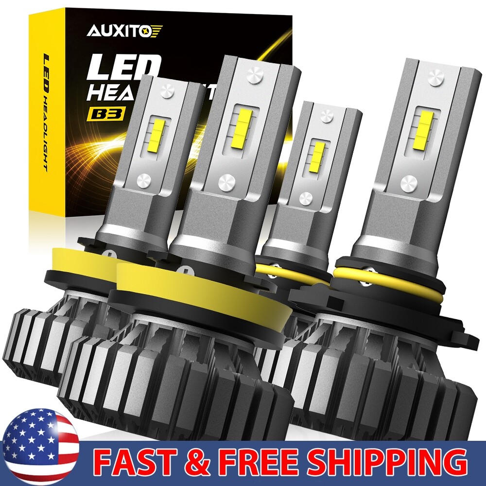 AUXITO 4X H11 9005 LED Headlight Bulb High Beam Fanless Super Bright White 6000K