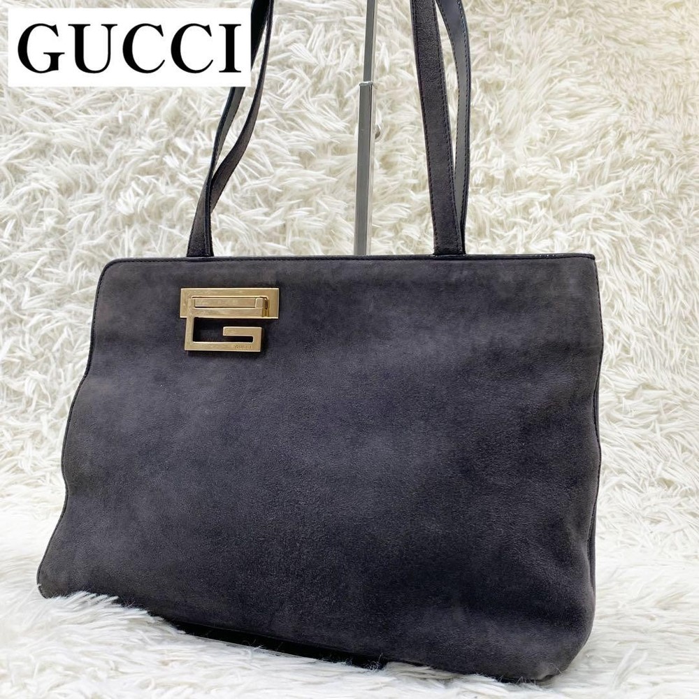 Gucci Black Suede One Shoulder Tote Bag Luxury Designer Handbag New