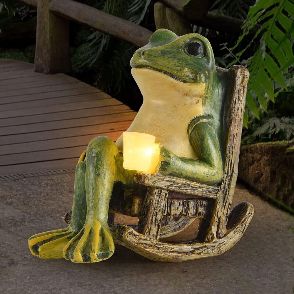 Miniature Frog Garden Statue for Easter Decor and Fairy Garden Accessories
