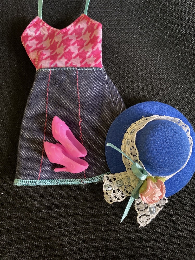 Adorable Barbie Denim Sundress matching hat and shoes