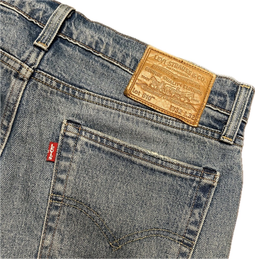 Levis Premium 510 Big E Jeans Men's 32 x 30 Button Fly Distressed