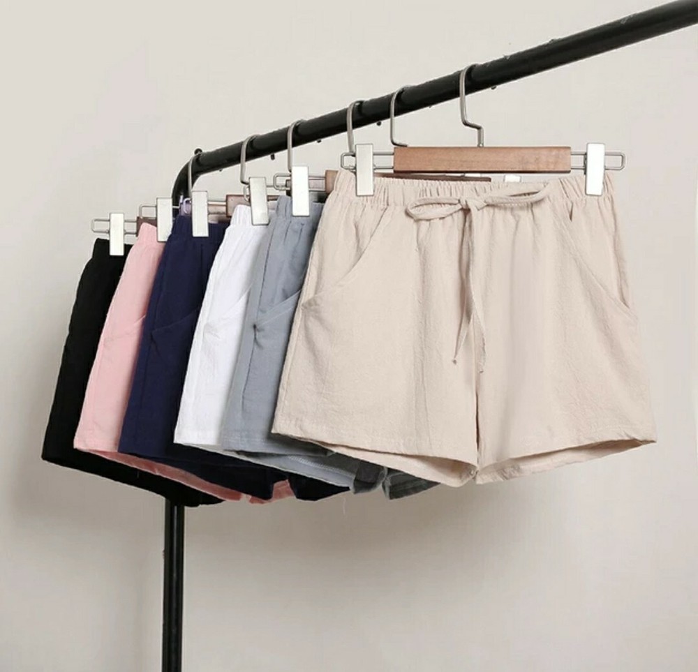 Women New Years Shorts Cotton Linen wide legs Holidays sexy shorts Multicolor-image