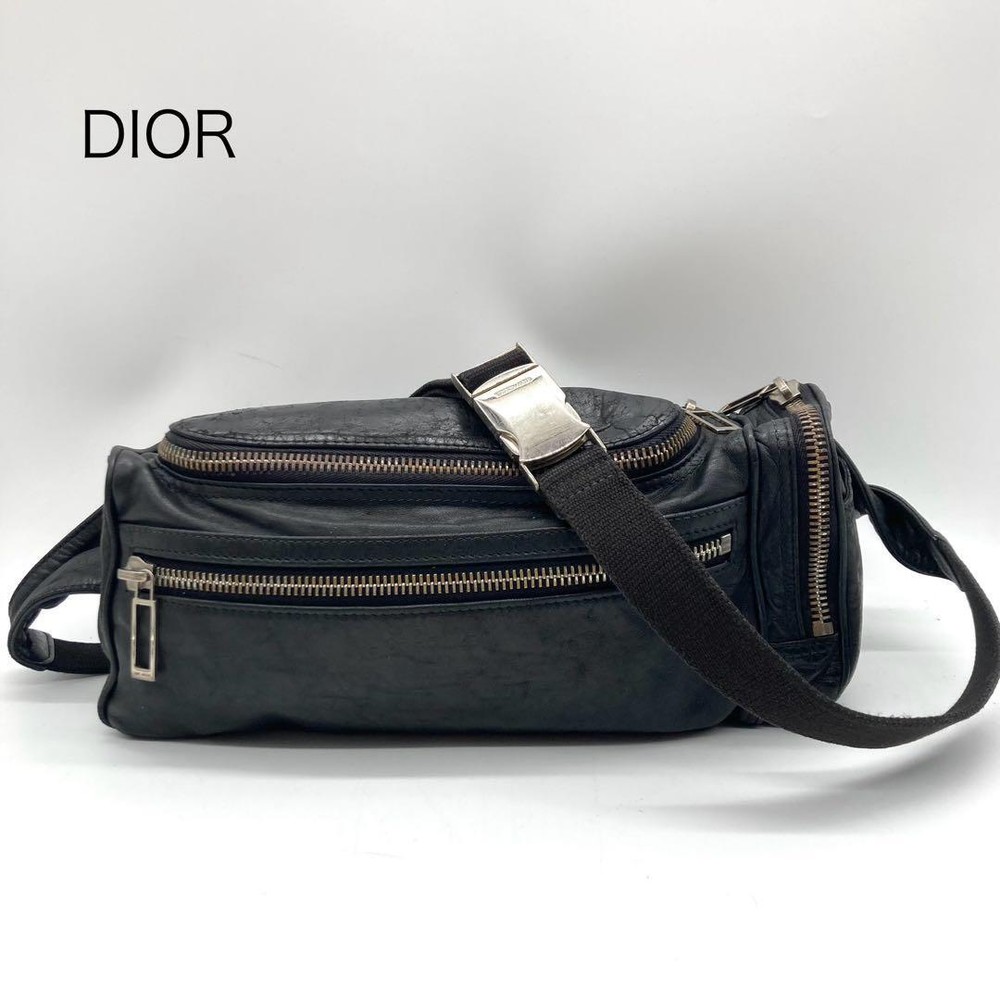 Super Rare Dior Homme Body Bag All Leather Black Chris Period