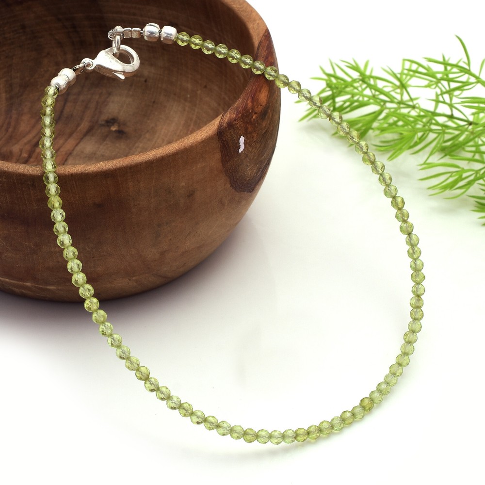 Peridot Minimalist Small Bead Anklet for Everyday Wear in Natural Stone -21 