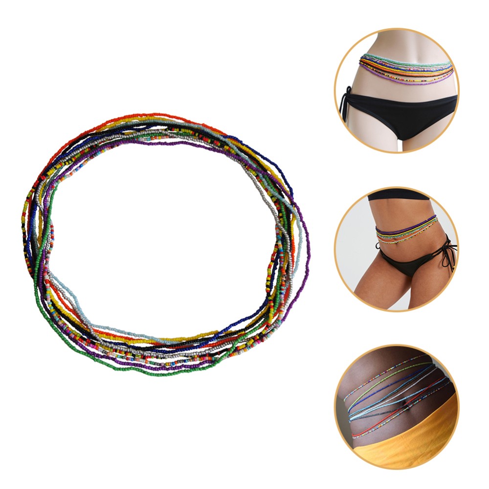 10 Pcs Colorful Beaded Body Chain Waist Jewelry for Women