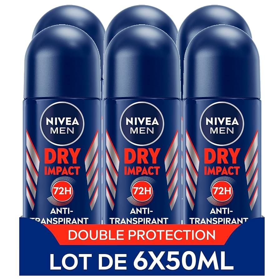NIVEA ROLL-ON MEN DRY IMPACT 72 HOUR  - PACK OF 6