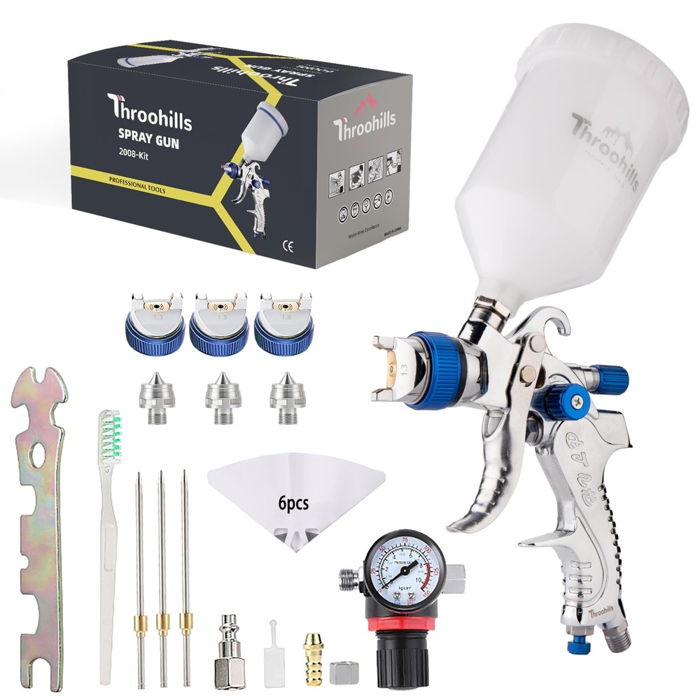 Professional HVLP Spray Gun with 1.3-1.8mm Nozzles for High Atomization and Smooth Finish