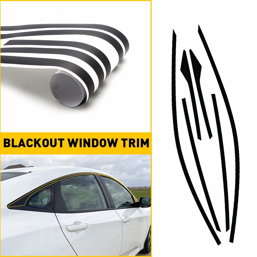 Glossy Black Window Side Vinyl Cover Trim Honda For Civic 2016-2021 Hatchback