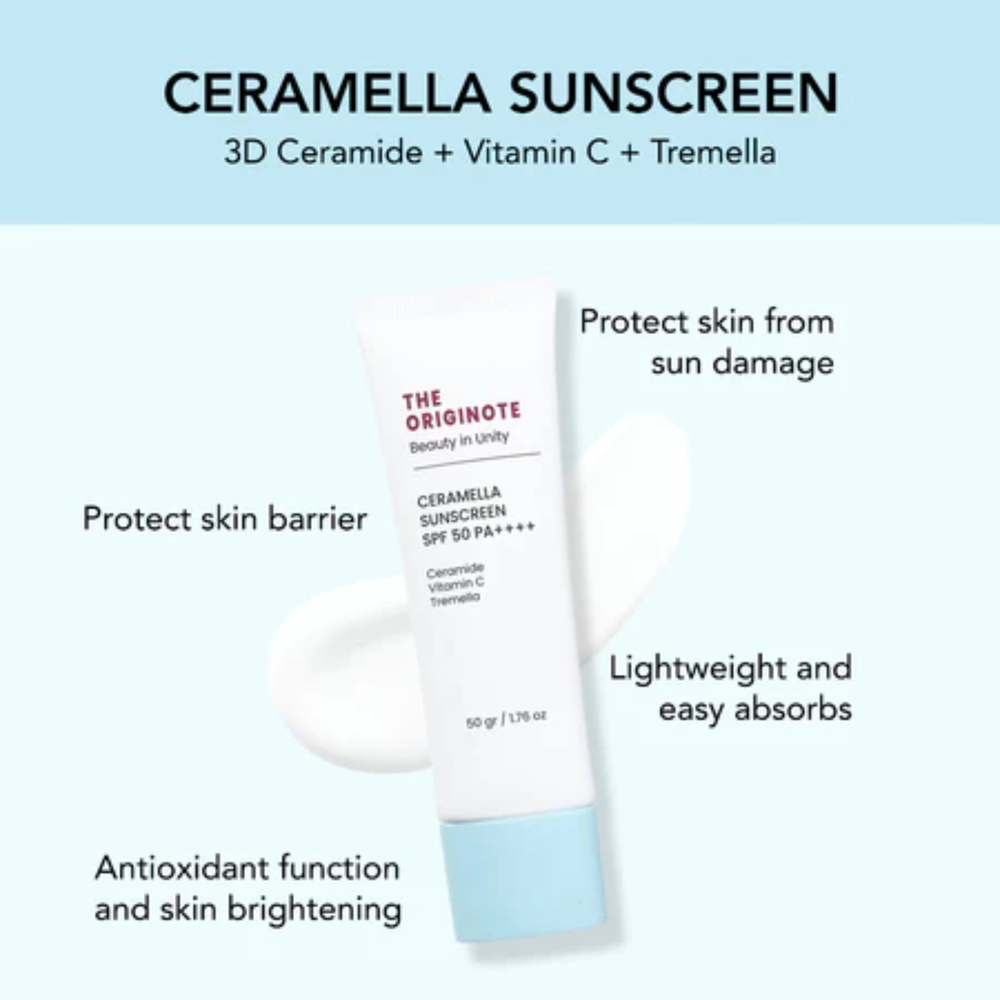 The Originote Ceramella SPF50 PA+++ Sunscreen with 3D Ceramide & Vitamin C 50g
