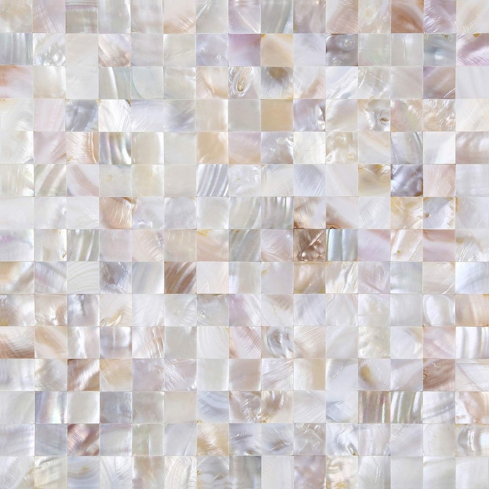 Self-adhesive mother of pearl mosaic peel and stick backsplash shell tiles