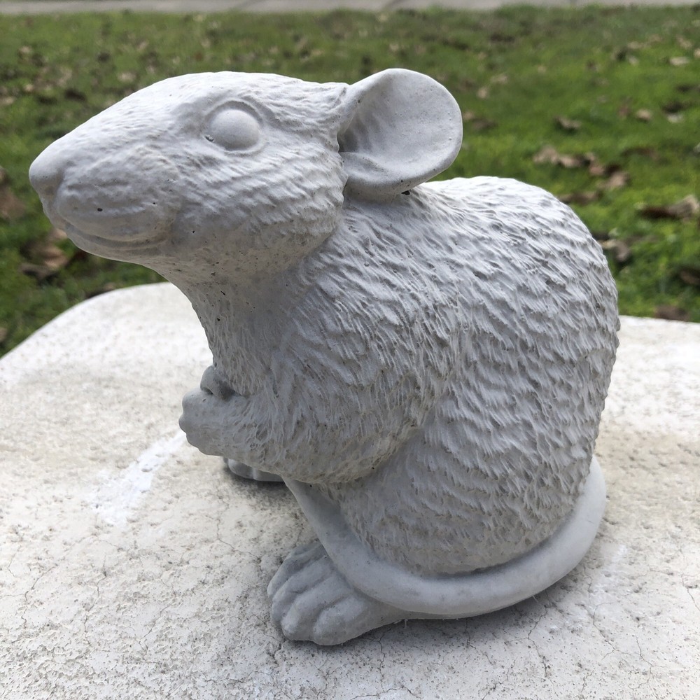Small Concrete Rat Mouse Statue 5.5 Inches Tall