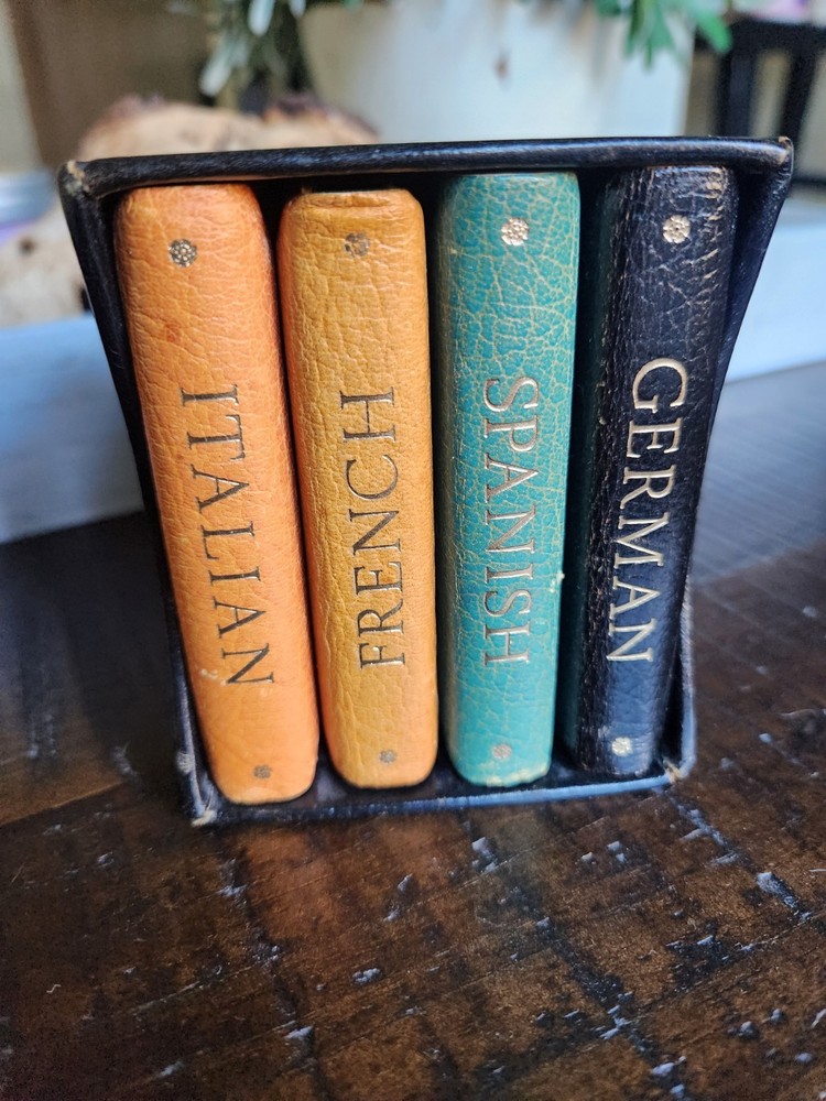 1964 Geoffrey Parker Burgess & Bowes Mini Leather Travel Dictionary Set