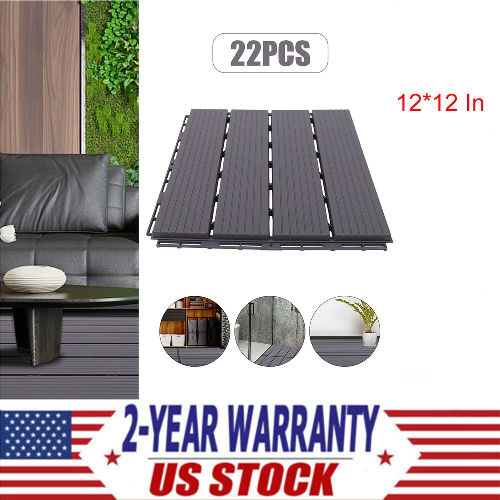 22Pcs 12x12 Interlocking Outdoor Patio Deck Tiles for Garden Flooring