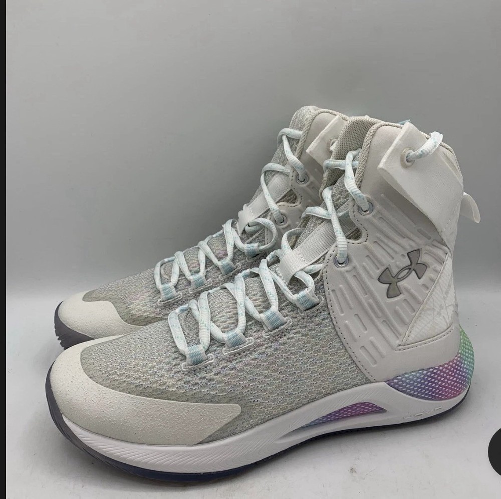 Under Armour Highlight Sneakers White Silver Womens Size 7.5 No Box But Flawless