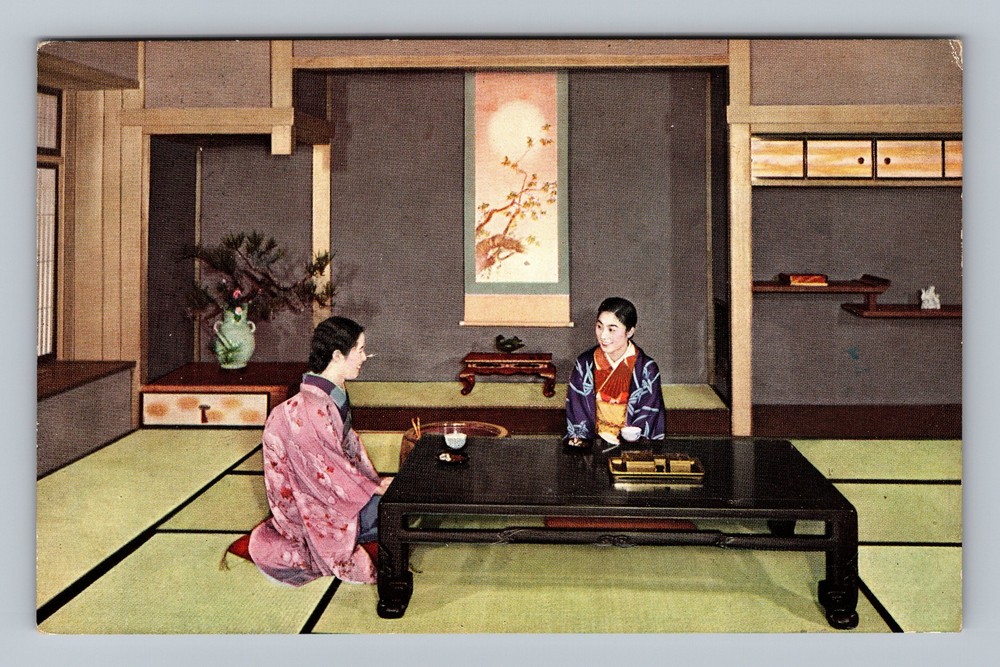 Japan- Main Room Of House Geisha Hostess Postal Old Card View Vintage Postcard