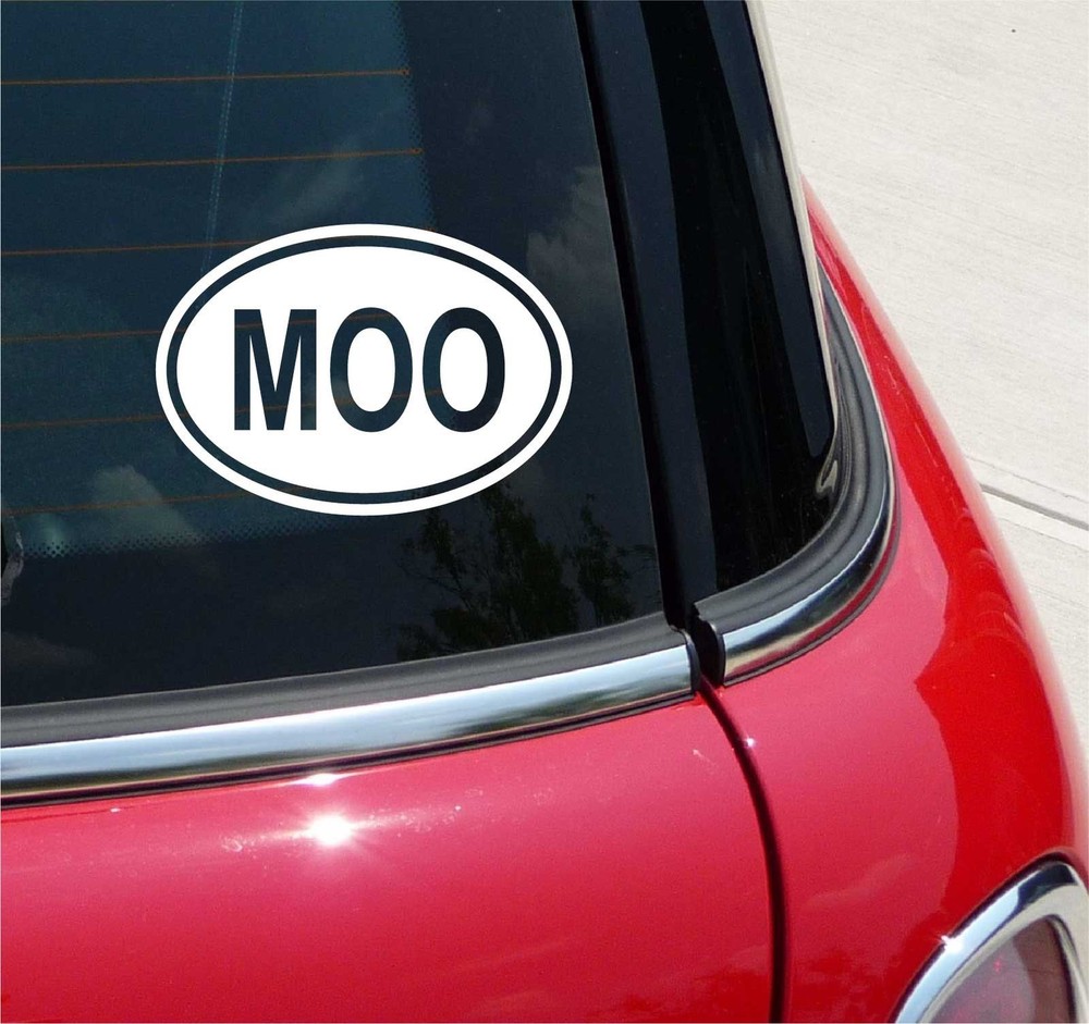Euro Moo Cow Dairy Graphic Oval Decal Sticker for Wall or Car
