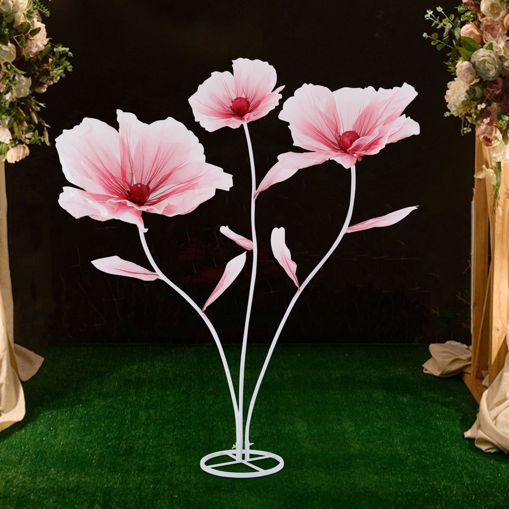 Elegant 3-Head Artificial Floral Wedding Bouquet with Gradient Red Design