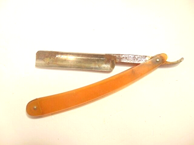 vintage Schrade Cutlery Co., Walden, NY straight razor with translucent handle