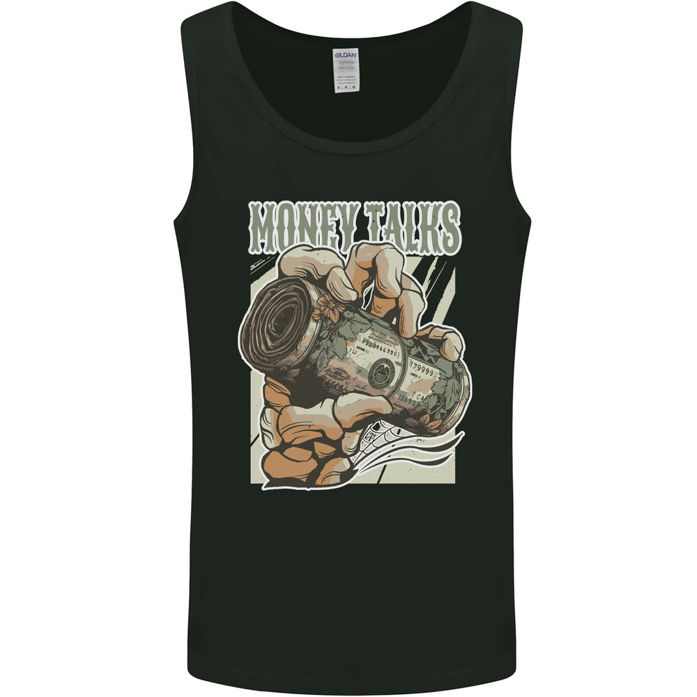 Money Talks Skeleton Hand Cash Hustle Mens Vest Tank Top
