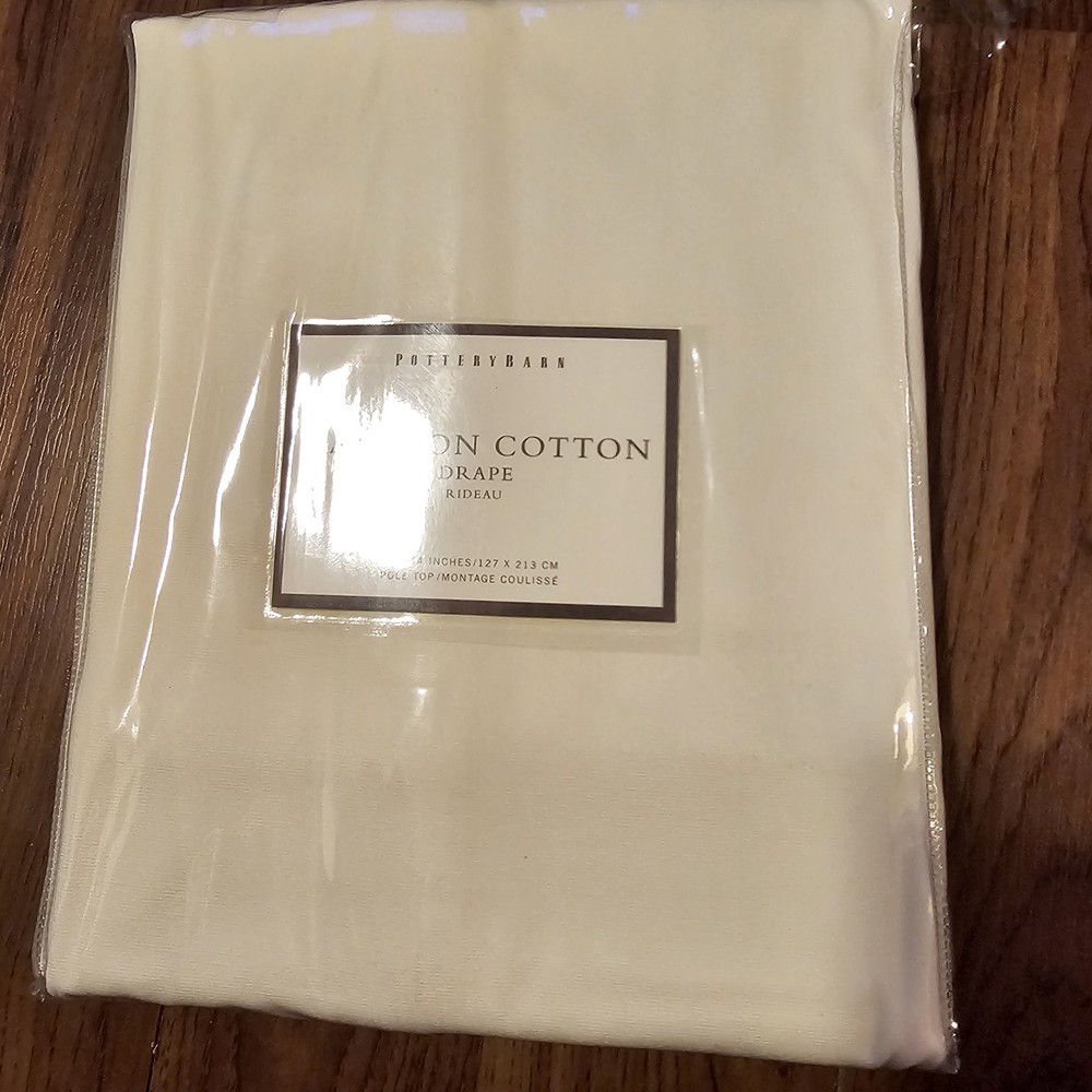 Pottery Barn Cameron Cotton Drape Curtain Ivory 50x84 In Pole Top New