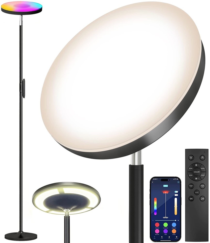 Smart 36W Double-Sided LED Floor Lamp with Remote & App Control 2600LM Bright Lighting-image