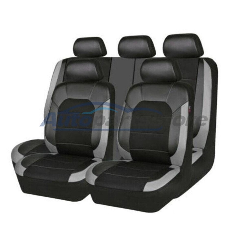 Car Seat Covers PU Leather Full Set Front Rear Chair Cushion Interior Protector