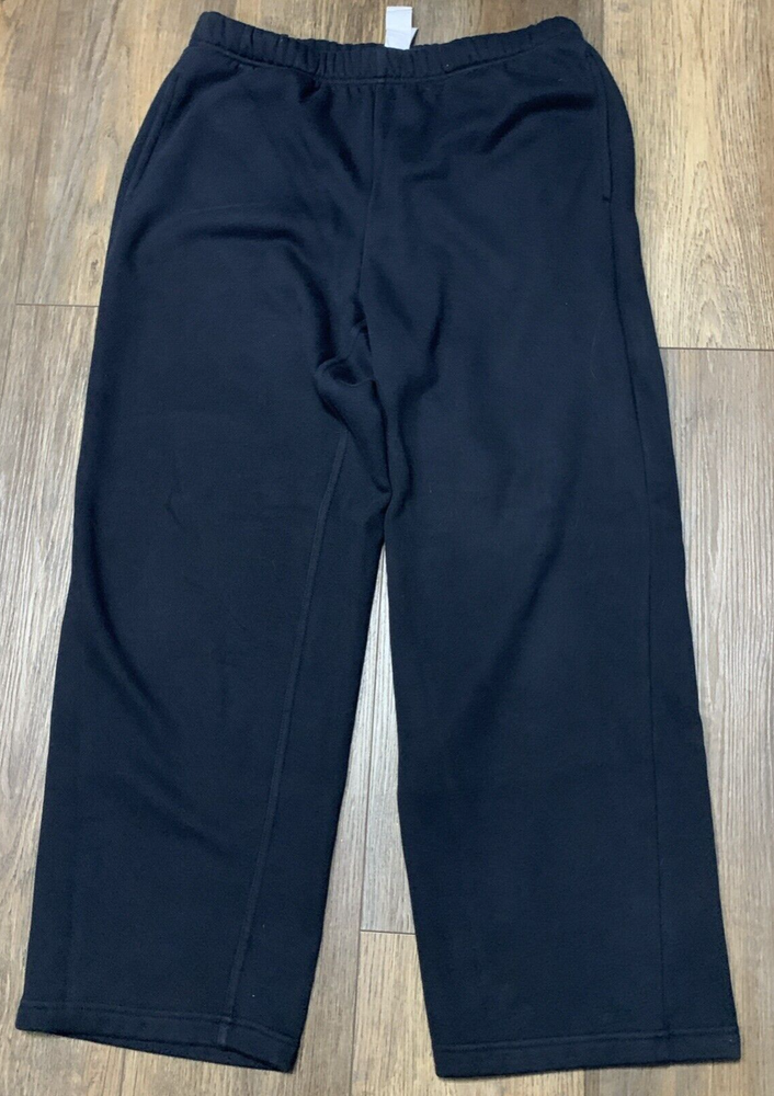 Fabletics Womens Cozy Fleece Wide Leg Sweatpants L Black Athleisure Lounge