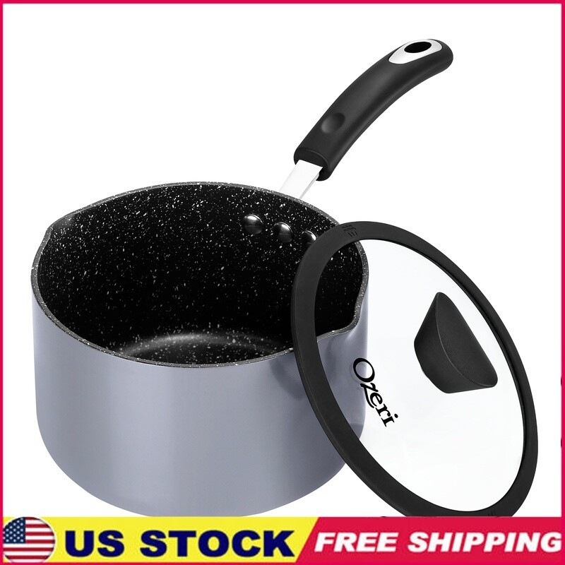 Nonstick 3L Induction Stone Saucepan Eco-Friendly Scratch Resistant