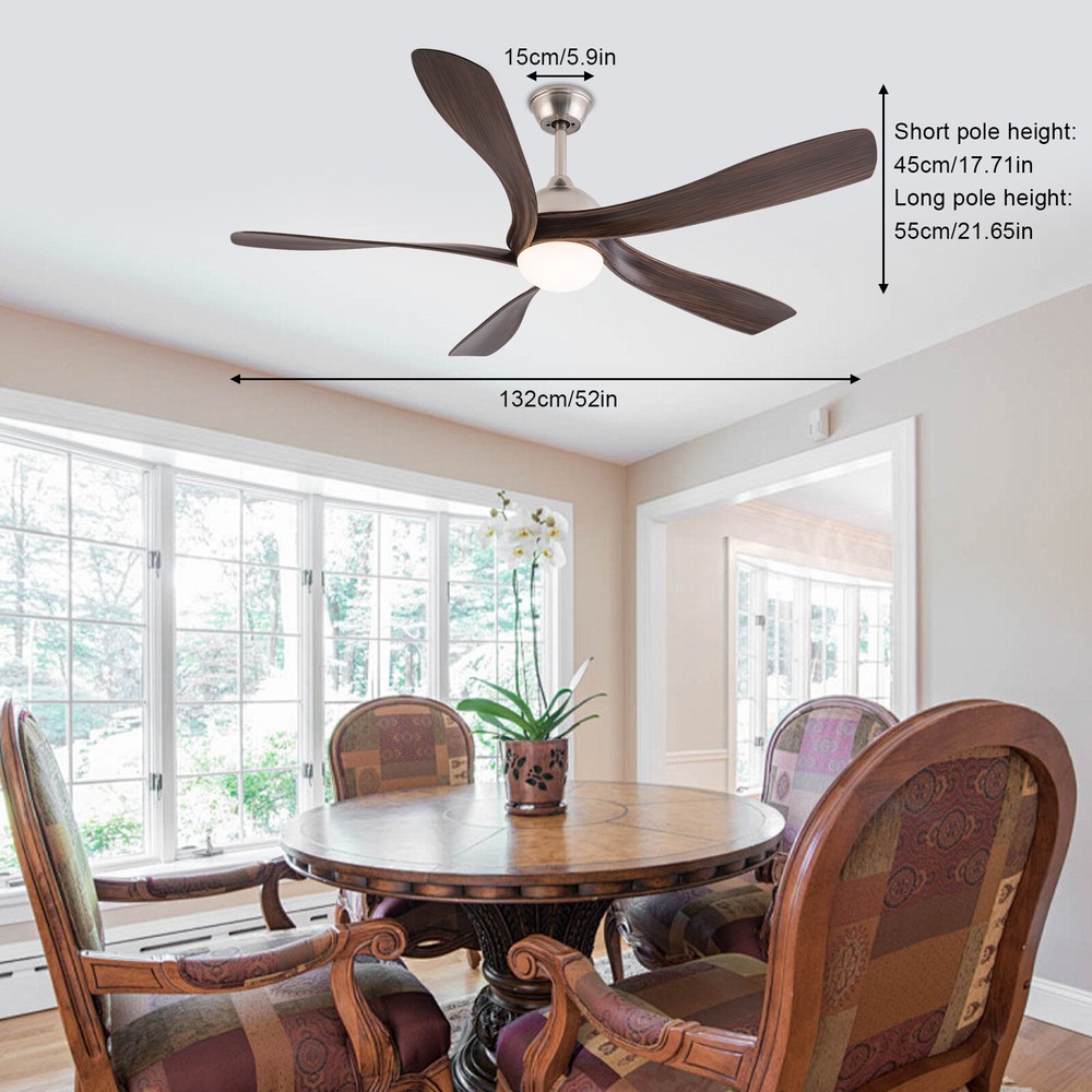 52in LED Ceiling Fan Light with Remote Control - 3 Color Options for Bedroom