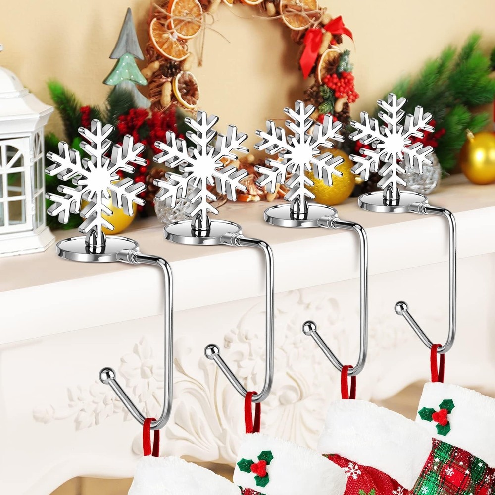 Christmas Stocking Holders for Mantle Lightweight, Small Snowflake Stocking H...