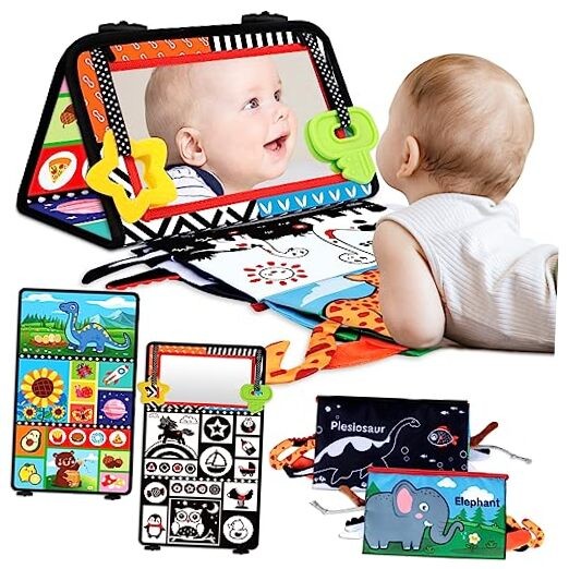 Tummy Time Baby Mirror Toys 0-6 6-12 Months - Montessori Infant Toys Brain