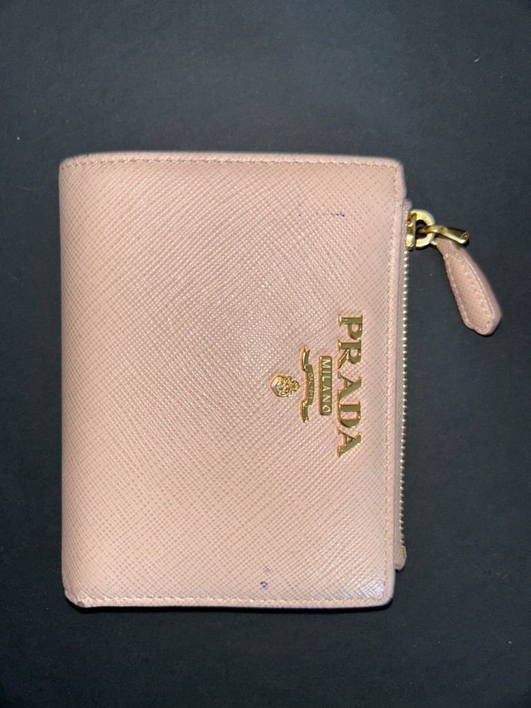 Prada Trifold Wallet Saffiano Leather Beige