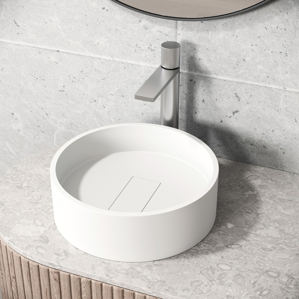 Vigo Bryant 15x15x5 White Circular Stone Composite Sink