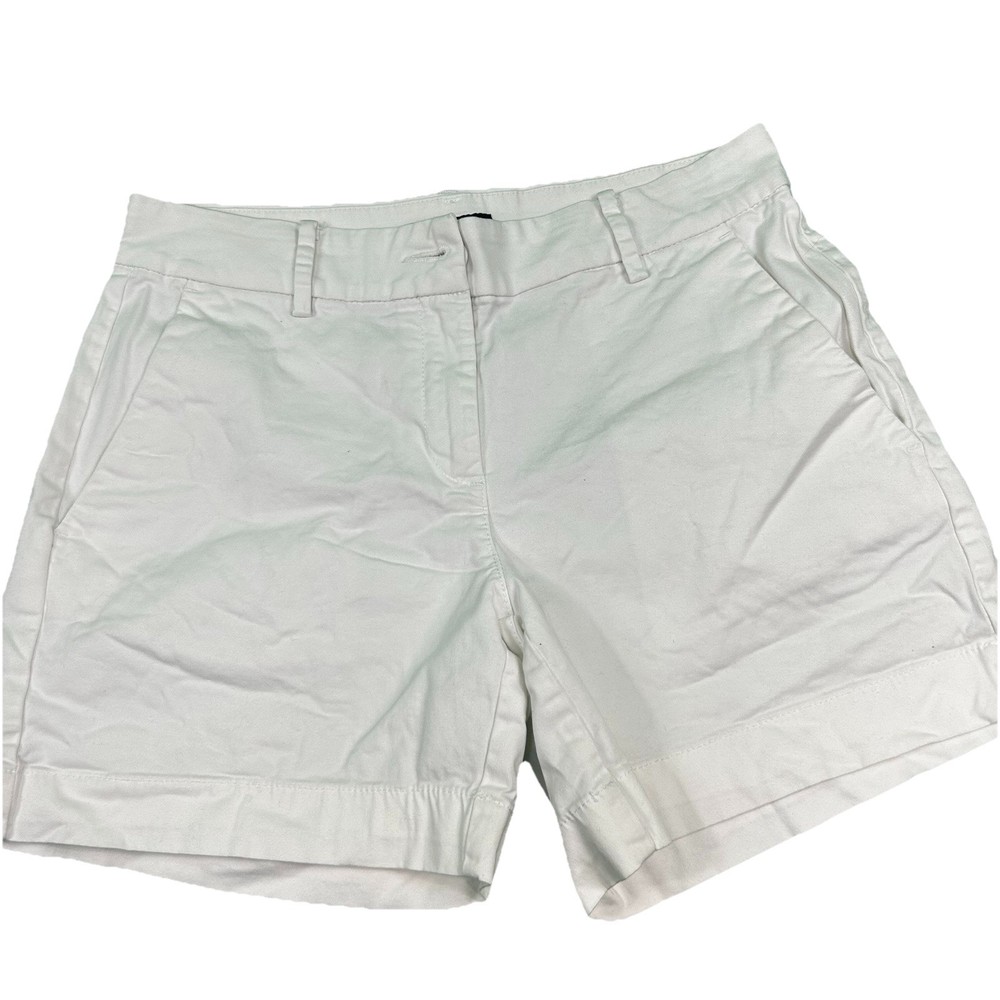 Nautica Shorts Women 6 White Blue Stripe Pockets Cotton Blend Stretch Twill