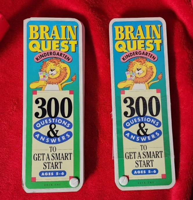2 DECKS - BRAIN QUEST KINDERGARTEN 300 Questions & Answers Flash Cards Ages 5-6